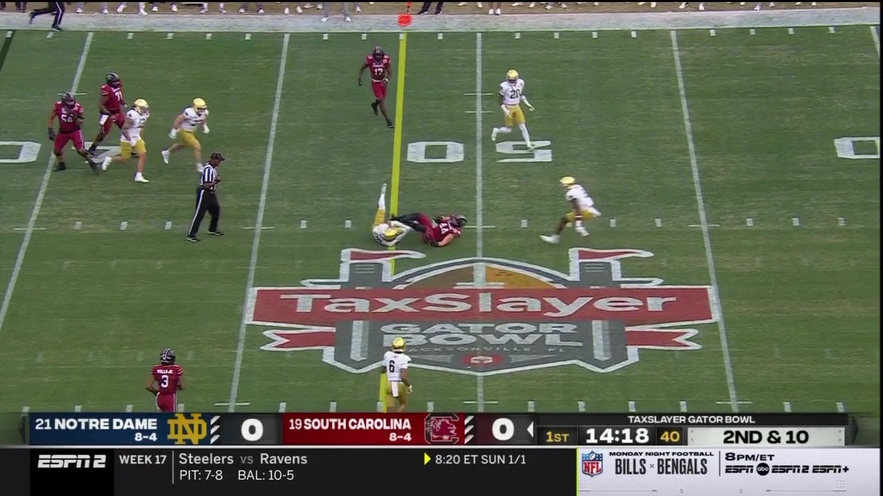 2022 Gator Bowl USC vs Notre Dame - Nate Adkins 10 Yd Reception