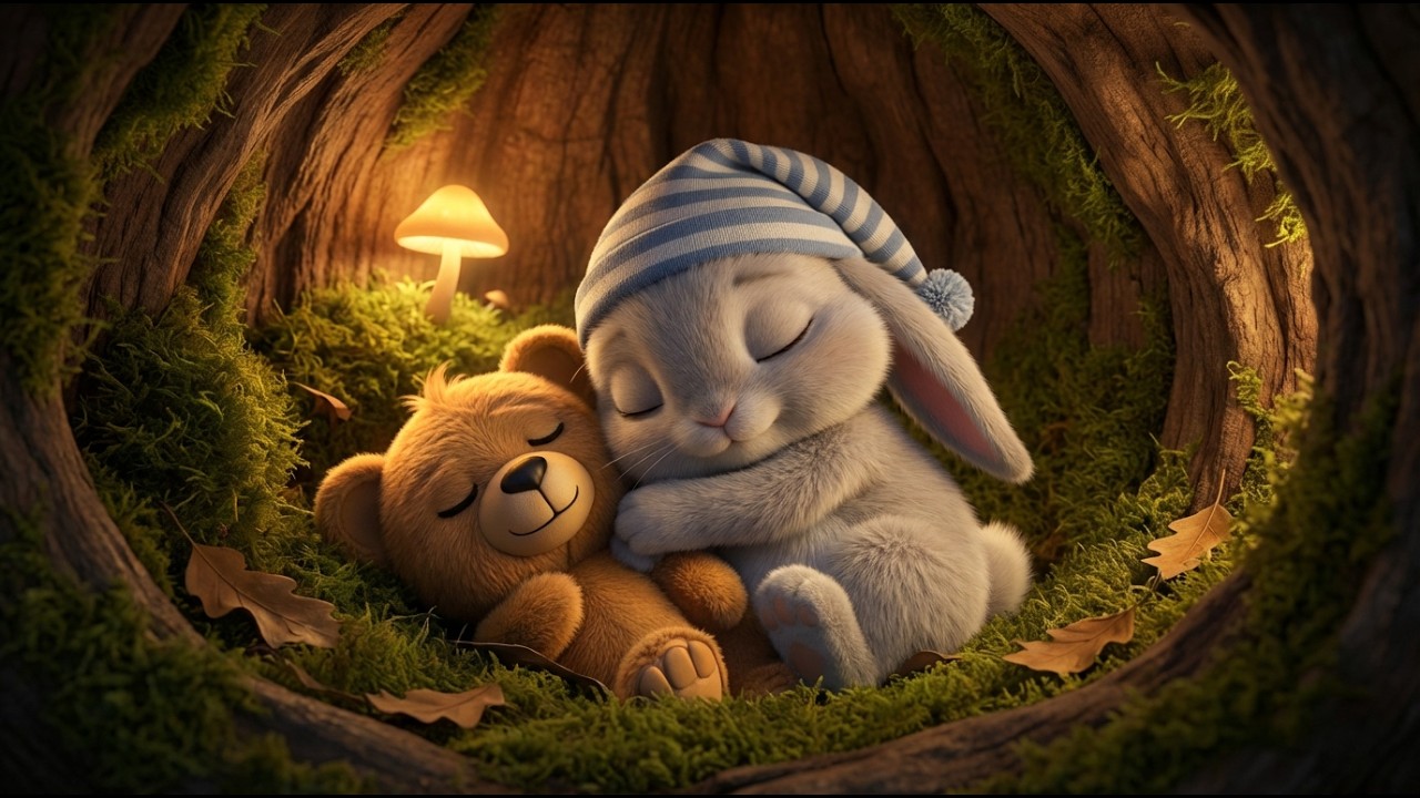 🔴 Instant Sleep for Babies 💤 Cute Fluffy Bunny & Bobo Bear 🐰 Relaxing Lullaby Music ♫ Music Box