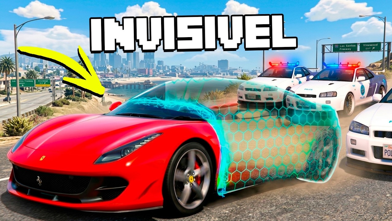 DANDO FUGA COM O CARRO QUE FICA INVISIVEL NO GTA RP