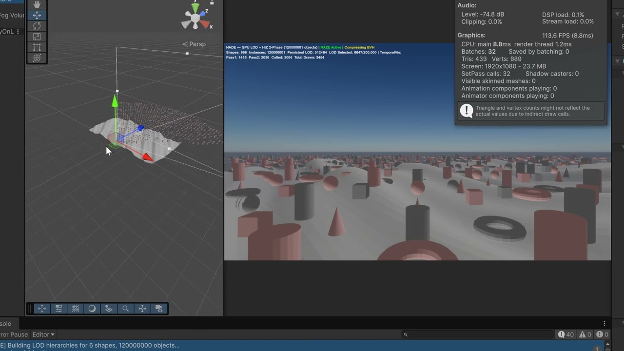 NADE running 12 Billion Triangles at 120FPS- Nanite for Unity