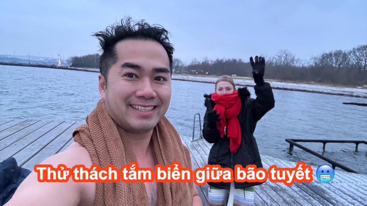 BÃO TUYẾT THỔI TRÊN BIỂN BẮC ❄️🌬️ | Vinh DK vẫn xuống nước tắm biển mùa đông