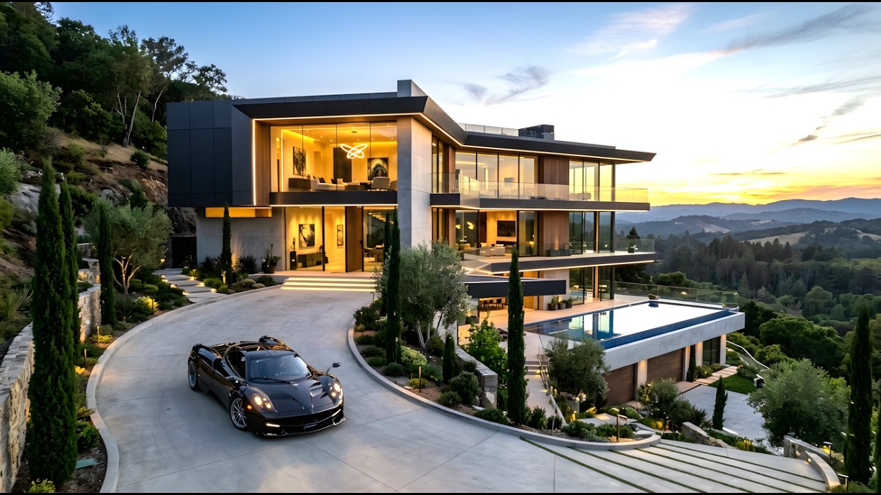 Mega Modern Mansion Tour | Glass Sky Lounge, Waterfall Spa & Hypercar Vault