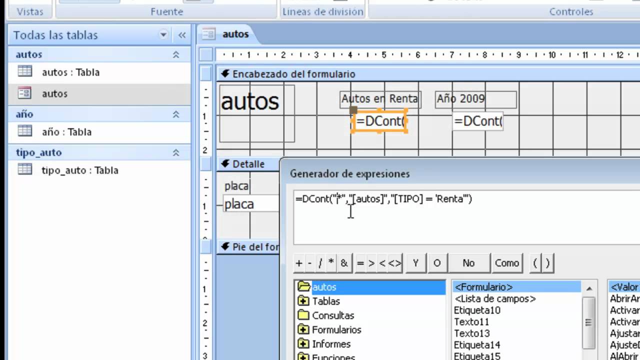 Como Usar Dcount o Dcont en Access 2007