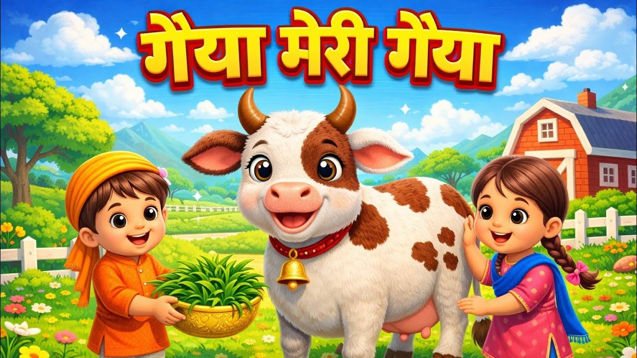 गैया मेरी गैया 🐄 | Hindi Kids Poem | Nursery Rhymes for Children