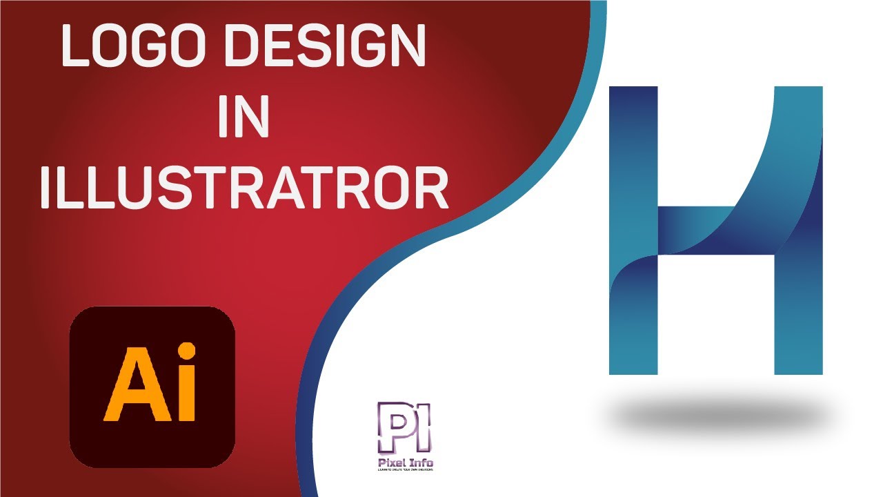 Gradient H letter Logo Design in Adobe illustrator | Logo Design Series