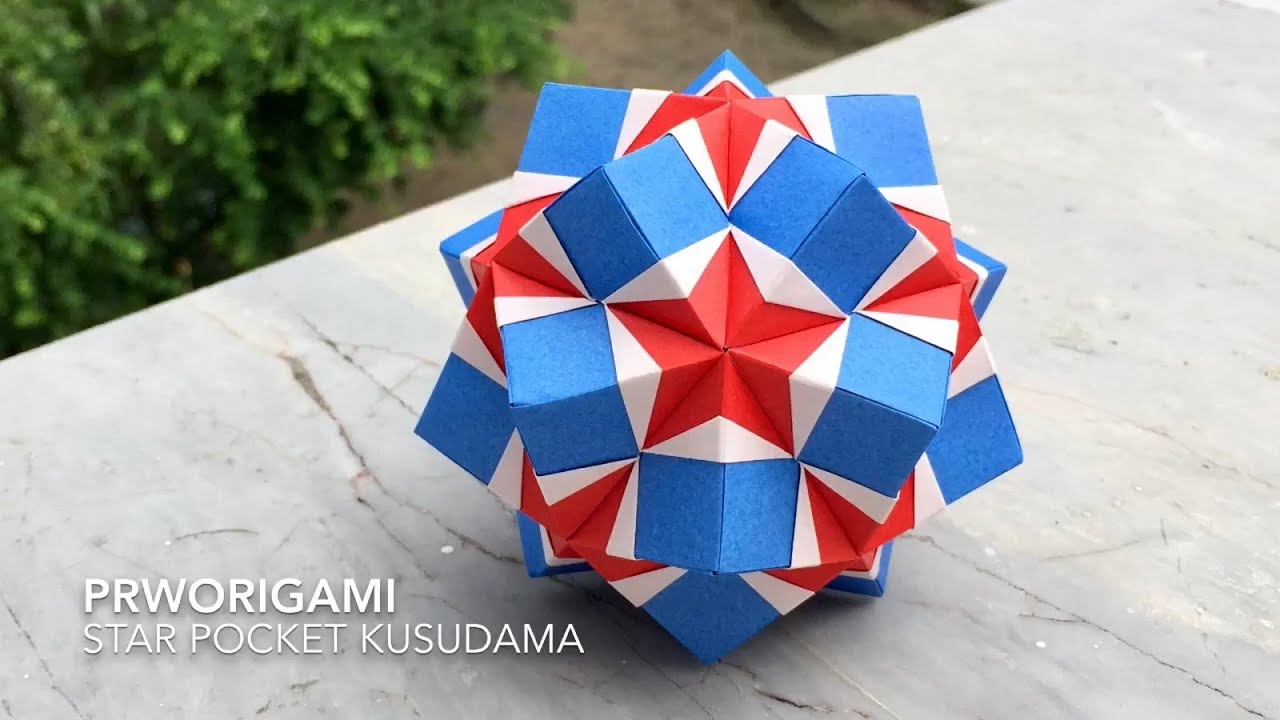Star Pocket Kusudama - PrwOrigami Folding Tutorial 【くす玉・折り紙】