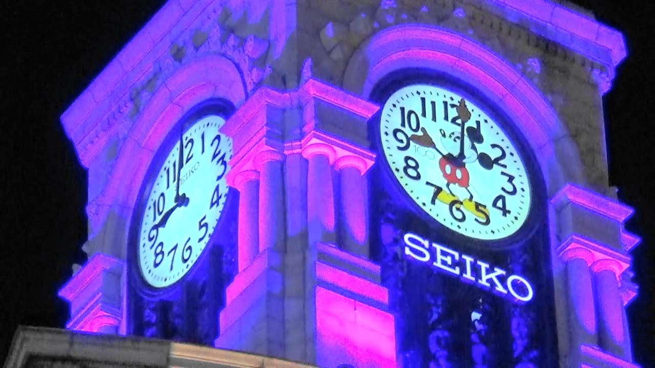 【期間限定】銀座和光　ディズニー創立100周年記念　ウインドウディスプレイ（正時演出時）