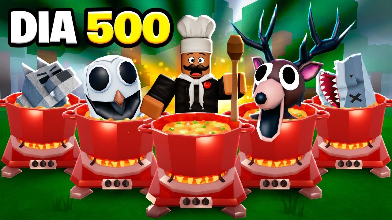 SOBREVIVI 500 DIAS COM O CHEF E FIZ COMIDAS BIZARRAS NO 99 NIGHTS IN THE FOREST!!!😂😂😂😂