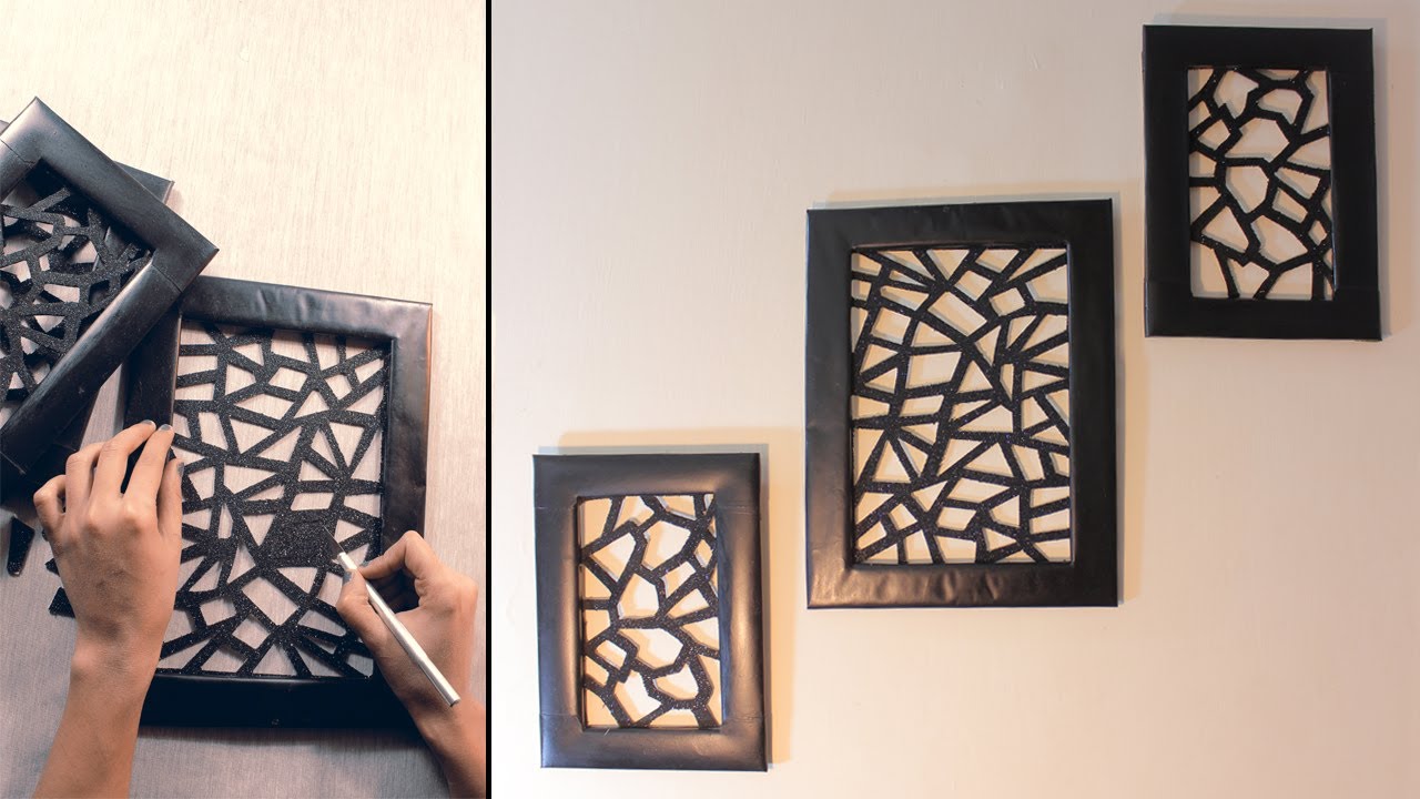DIY Modern Geometric Wall Decor | DIY Unique Wall Frames | Glitter Foam Sheet Wall Decoration Ideas