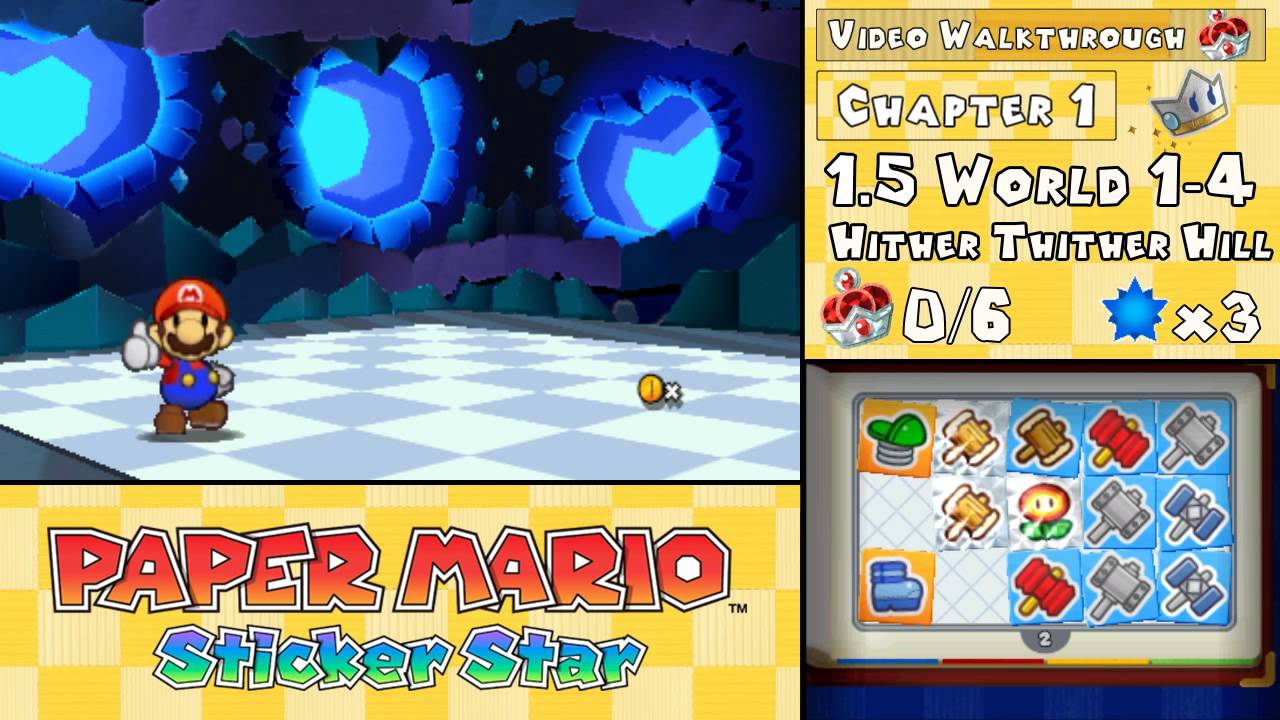 Paper Mario: Sticker Star Walkthrough 1.5 (World 1-4) Hither Thither Hill