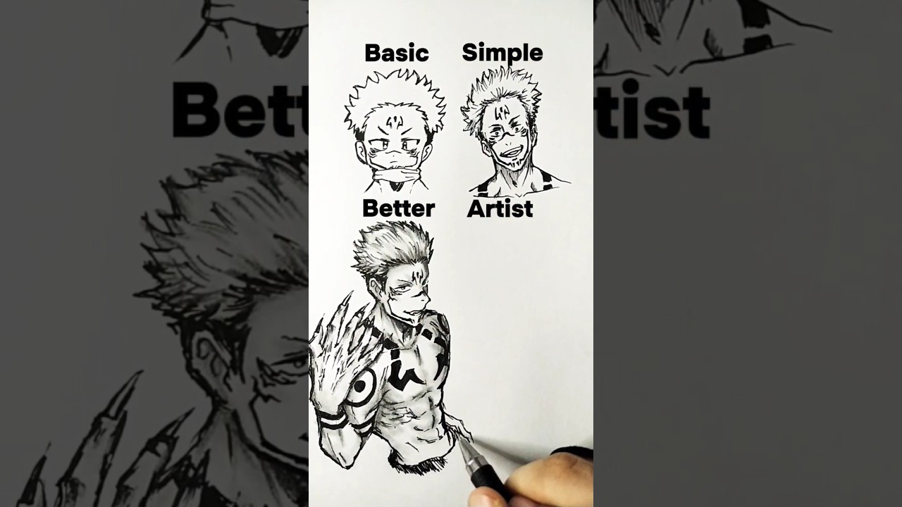 How Artist draw Sukuna? 🤔😳 #shorts #anime #drawing