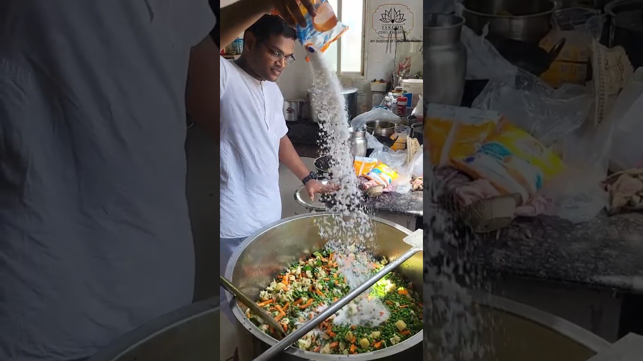Ratha Yatra 2025 Special Prasadam Veg Pulao for 3000+ Devotees #iskcon #hyderabad #biriyani #food