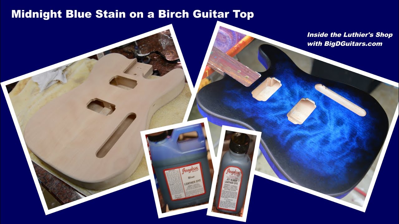AMAZING Blue Midnight Stain on a Flame Birch Top Guitar with Angelus Dyes