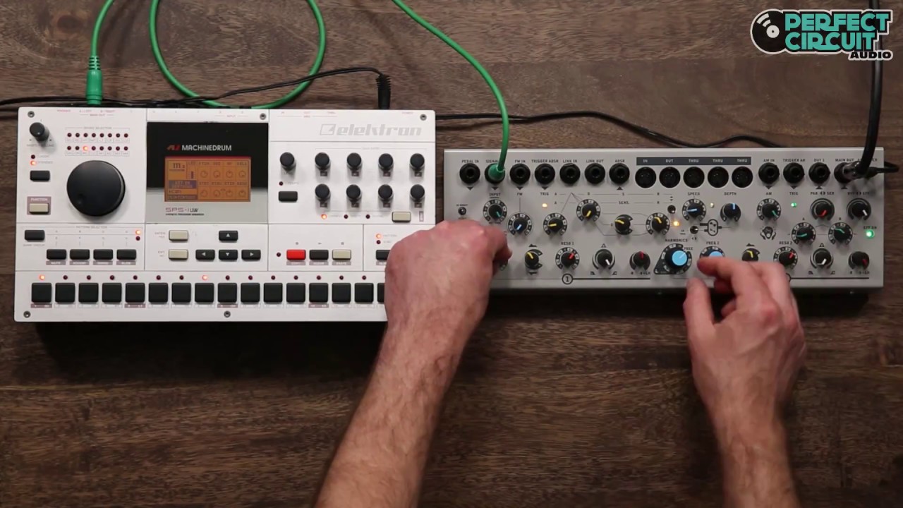 Sherman Filterbank 2 Compact as part of a synth voice and as a drum machine destruction device
