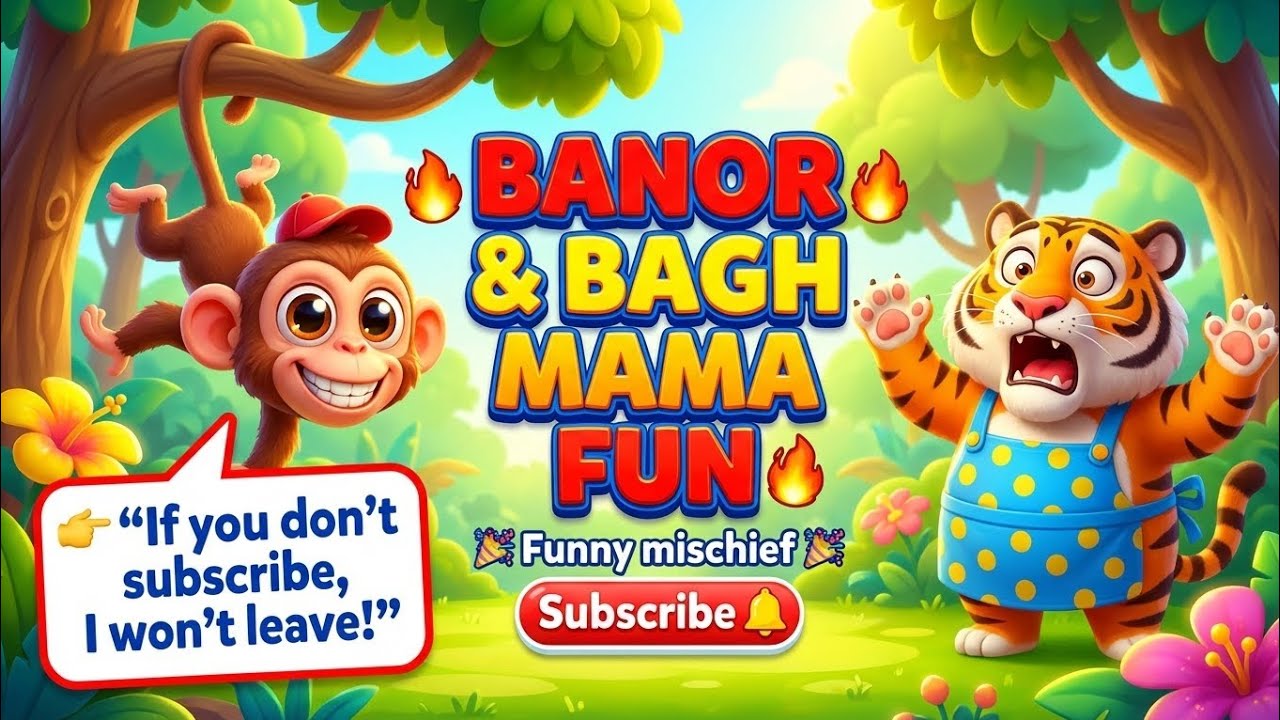বানর আর বাঘ মামার মজার দুষ্টামি 🐵🐯 | Funny Monkey & Tiger Cartoon#cartoonshorts #kidscartoon 