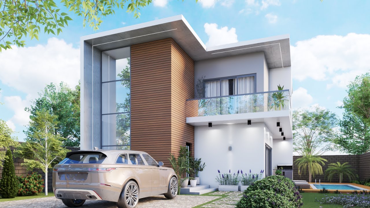 modern house design with swimming pool/ 22x16m