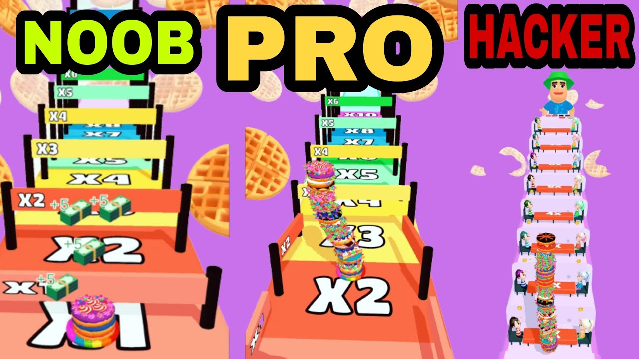 NOOB vs PRO vs HACKER in Pancake Rush 3D  | Baby Game | Run game | Cake game #Games #Mobilegames