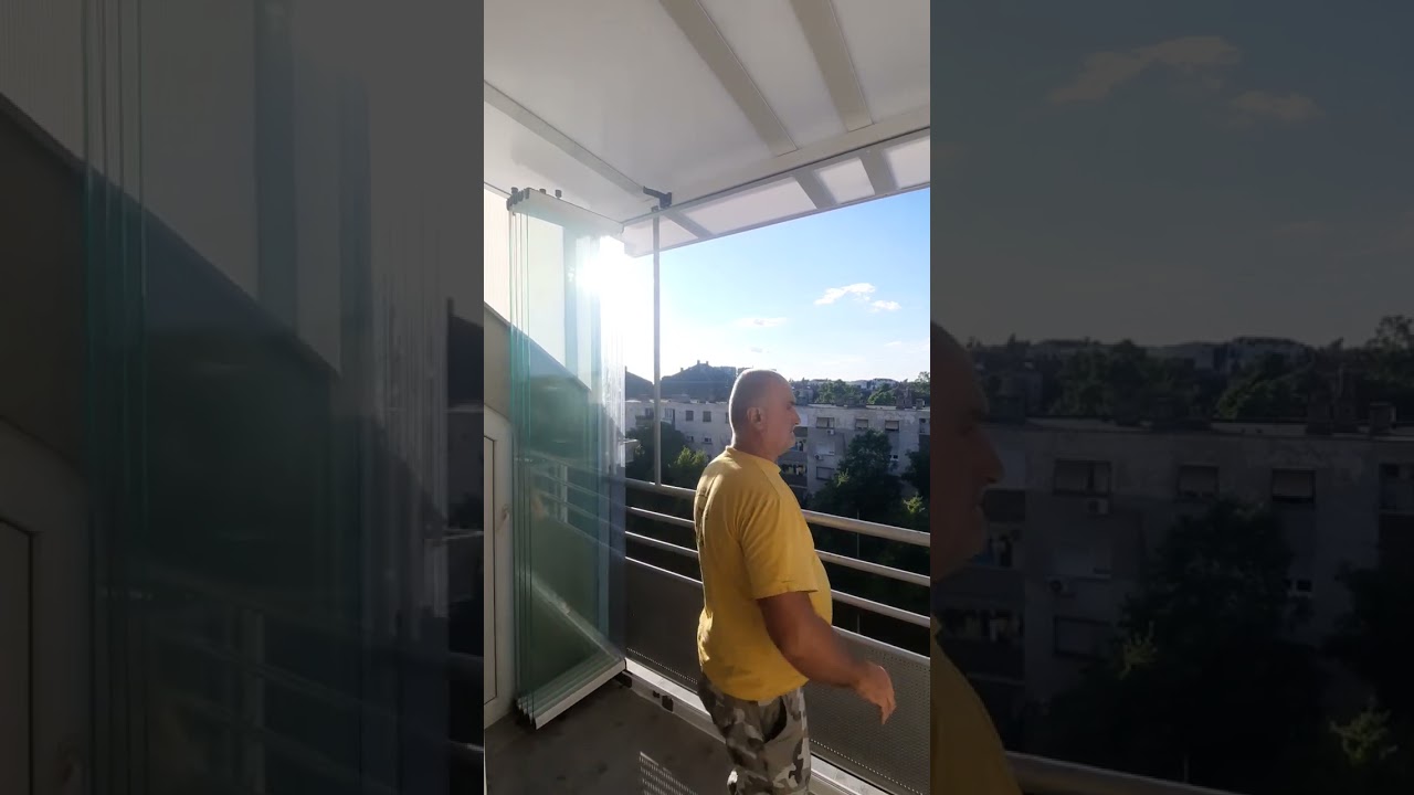 Zatvaranje terase kaljenim staklom, kliznopreklapajući sistem