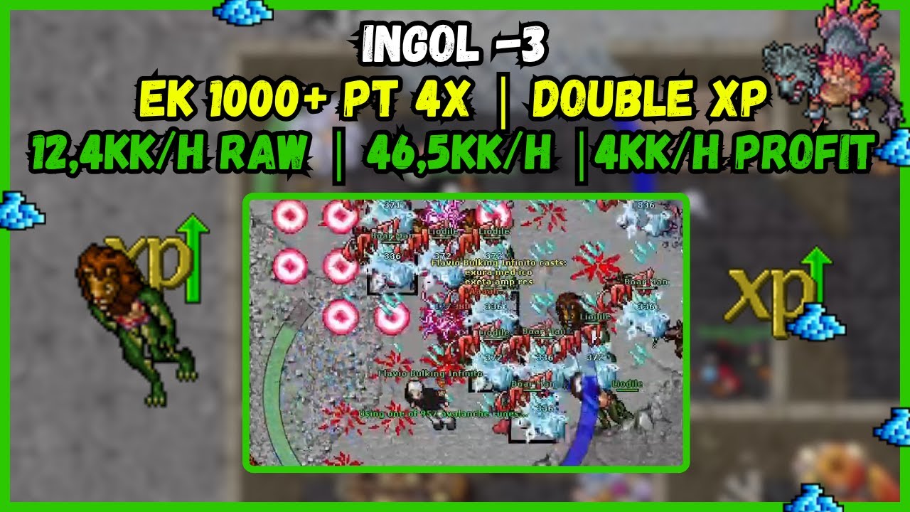 EK 1000+ Hunt Ingol -3 [Double XP] | 12,4kk/h Raw | 46.5kk/h | 4kk/h Profit | TIBIA