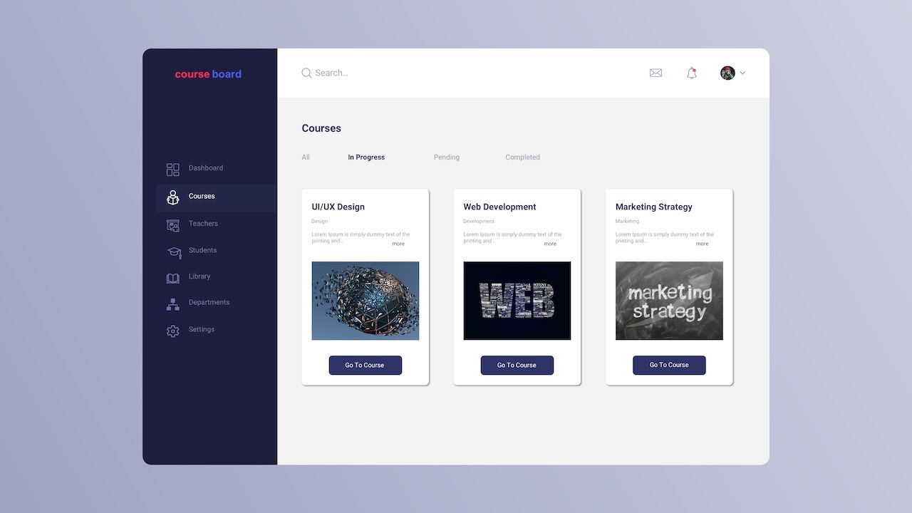 Dashboard UI Design For Courses | Sketch App | Speed Art | Tutorial