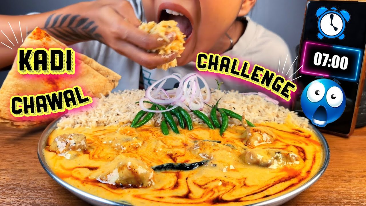 EATING KADI CHAWAL WITH EXTRA CHILLIES🌶️🌶️🌶️ CHALLENGE | CAN I FINISH KADI CHAWAL IN 7 MINUTES 🫨😆