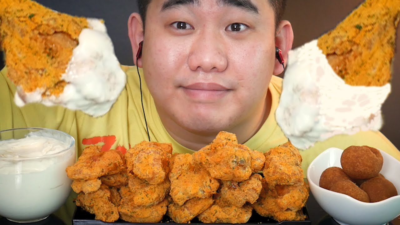 뿌링클소스에 적셔진 달콤뿌링클치킨 치즈~볼 리얼사운드먹방ASMR MUKBANG BHC Korean Fried Chicken Cheese Balls EATING SOUNDS SHOW