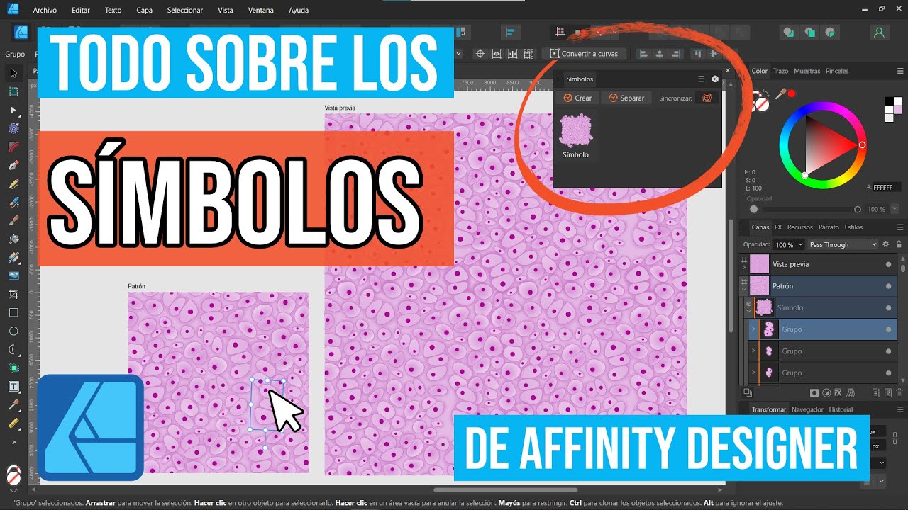 Cómo usar Símbolos para crear patrones y logos en Affinity Designer