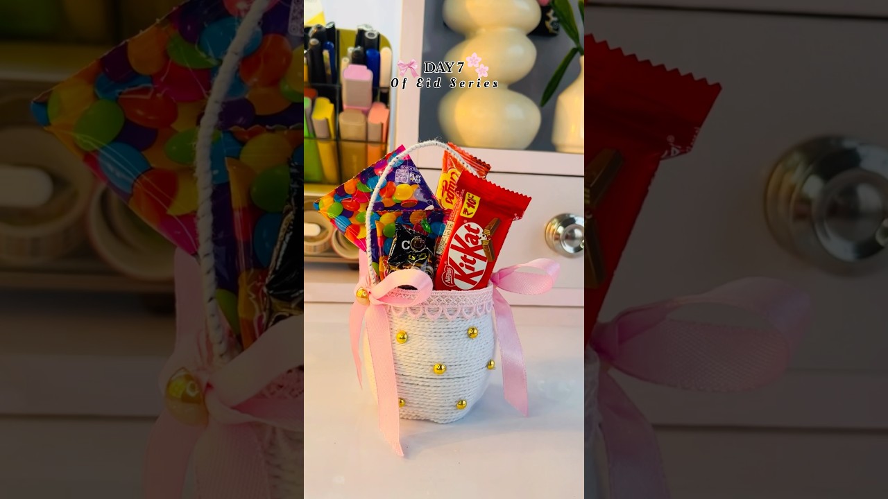 Day (7/10) Eid Series mini basket 🌸 #diy #Eidmubarak #Eidseries #viralreels #eid #craft #basket