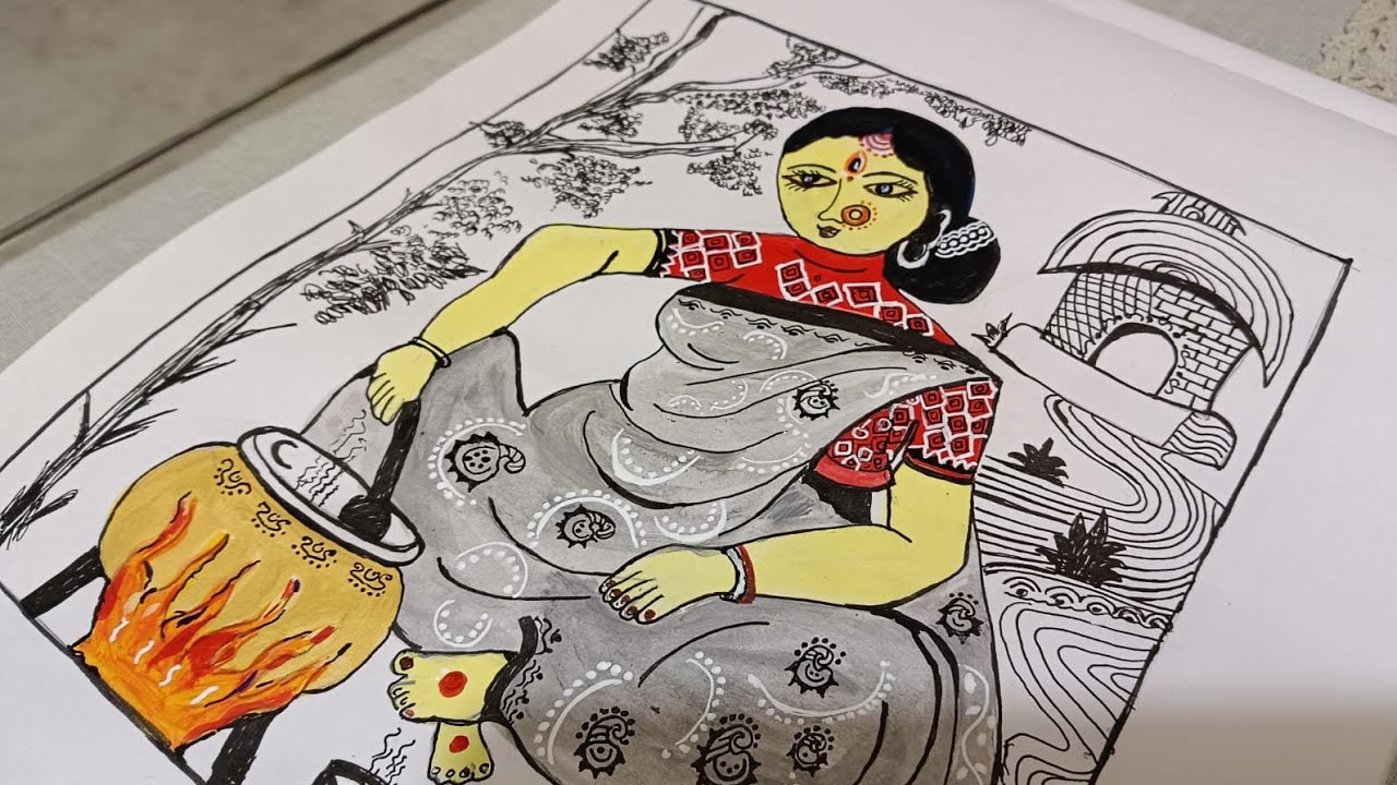 Makar sonkranti pithe Puli payes preparation/Bengali makarsankranti /drawing by acrylic and pen