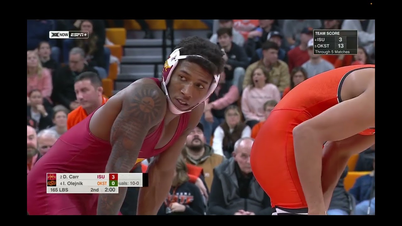 165lbs David Carr (Iowa State) vs Izzak Olejnik (Oklahoma State)