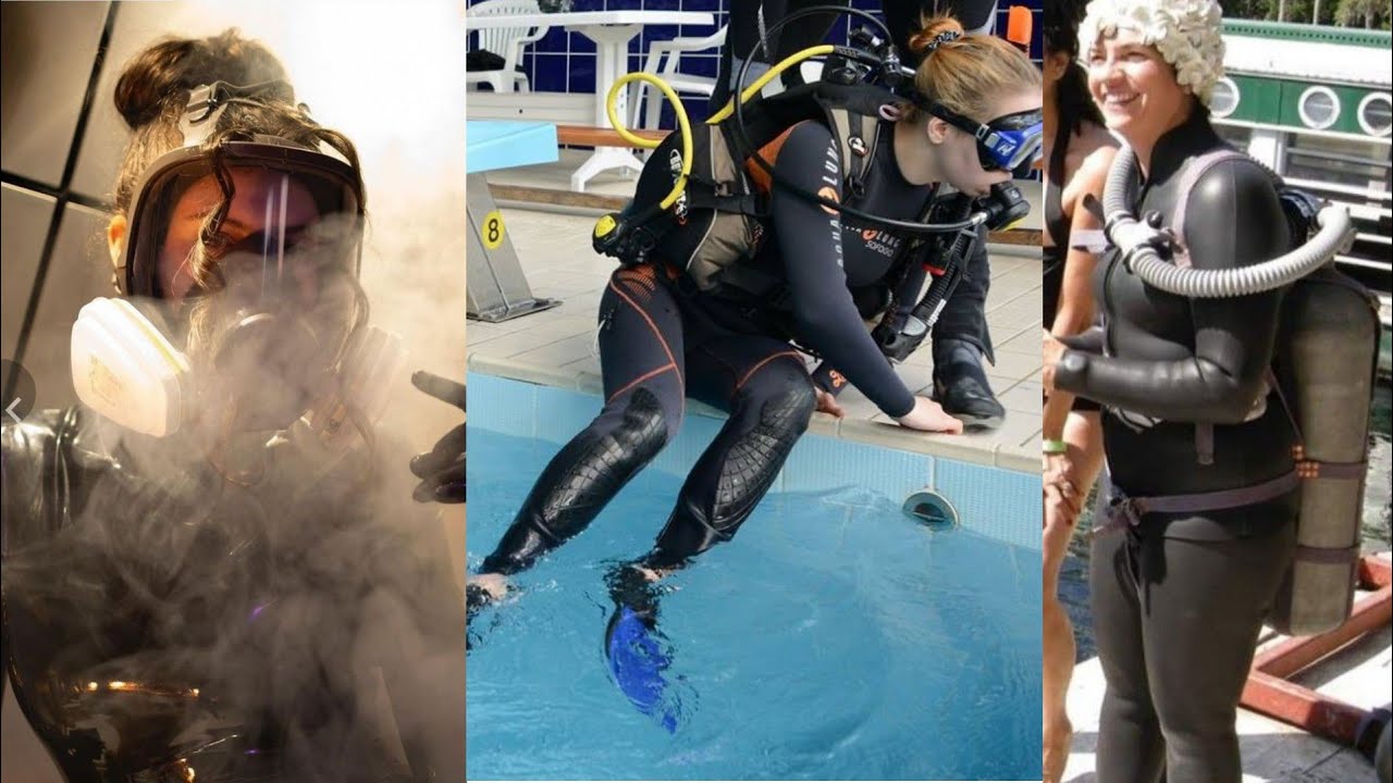 Top trendiest and amazing latex full fas gas masks and scuba diving gear dresses