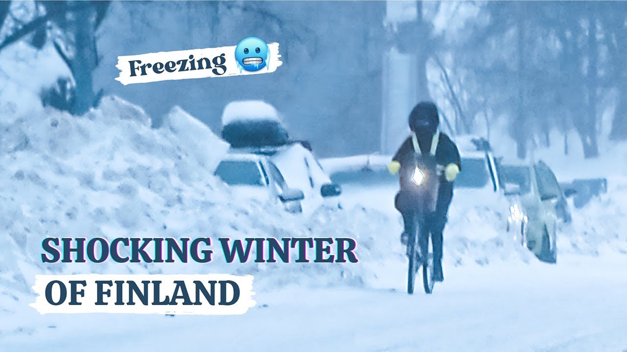 Winter in Helsinki, Finland. Snowstorm time lapse
