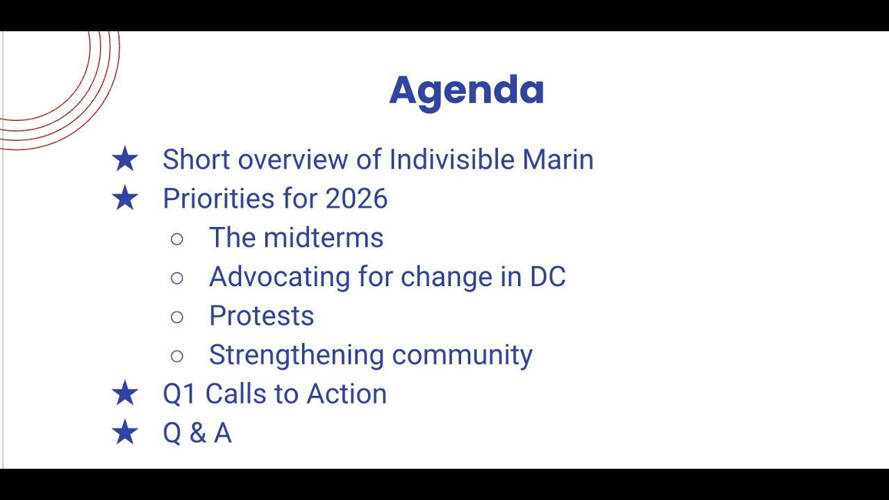 Indivisible Marin 2026 Kickoff Meeting