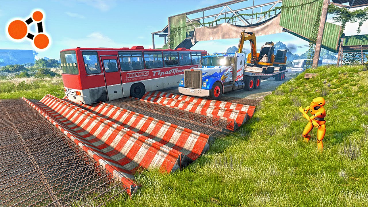 Buses, Trucks vs Upside Down Speedbumps BeamNG.drive | Beamng Crashes TV