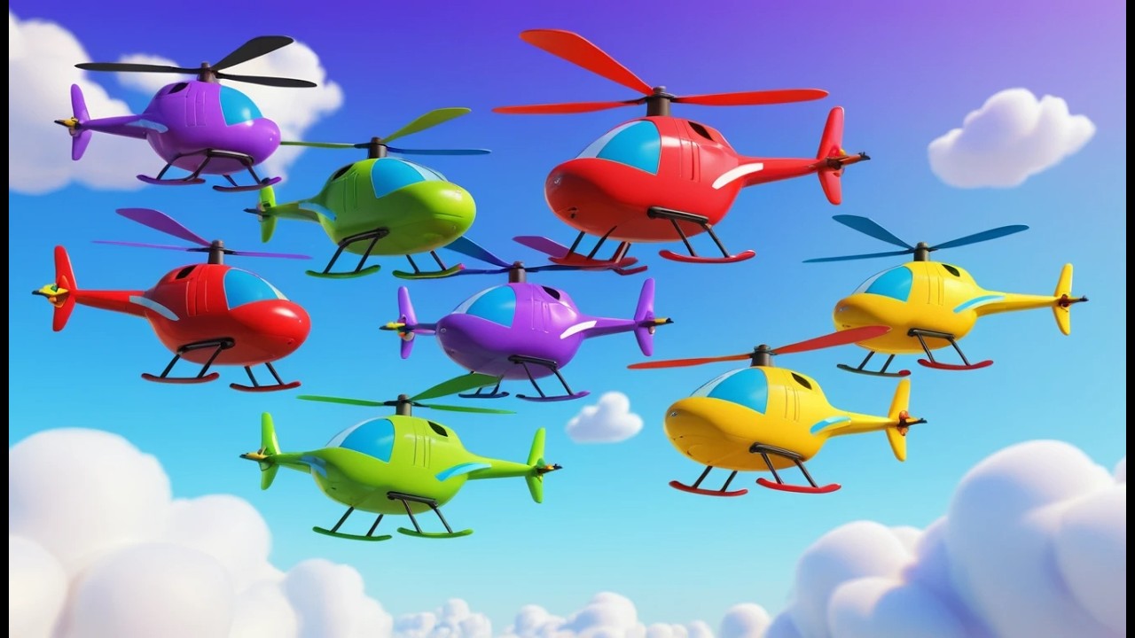 Five Little Toy Helicopters Hover Hover Hover | Counting 1-5 Aviation Song for Kids