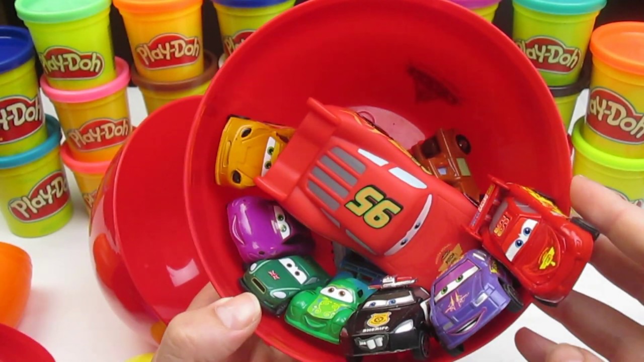 A lot of cars opening Vehicles and Surprise Eggs! Kinder Fun Огромное яйцо
