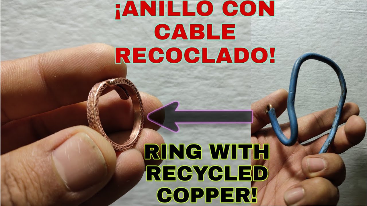 COMO HACER ANILLO DE COBRE CON CABLE RECICLADO| ELABORANDO ANILLO CON TEXTURA| DE DESECHO A ANILLO 🙀