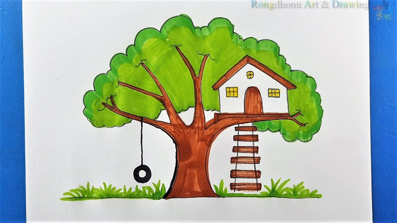 Tree House Drawing 🌻🌼🌷 Painting