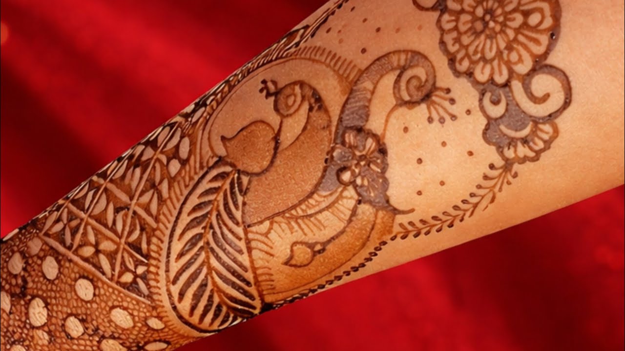 Royal Full Hand Mehndi Design | 3D Bridal Mehndi with Red Background