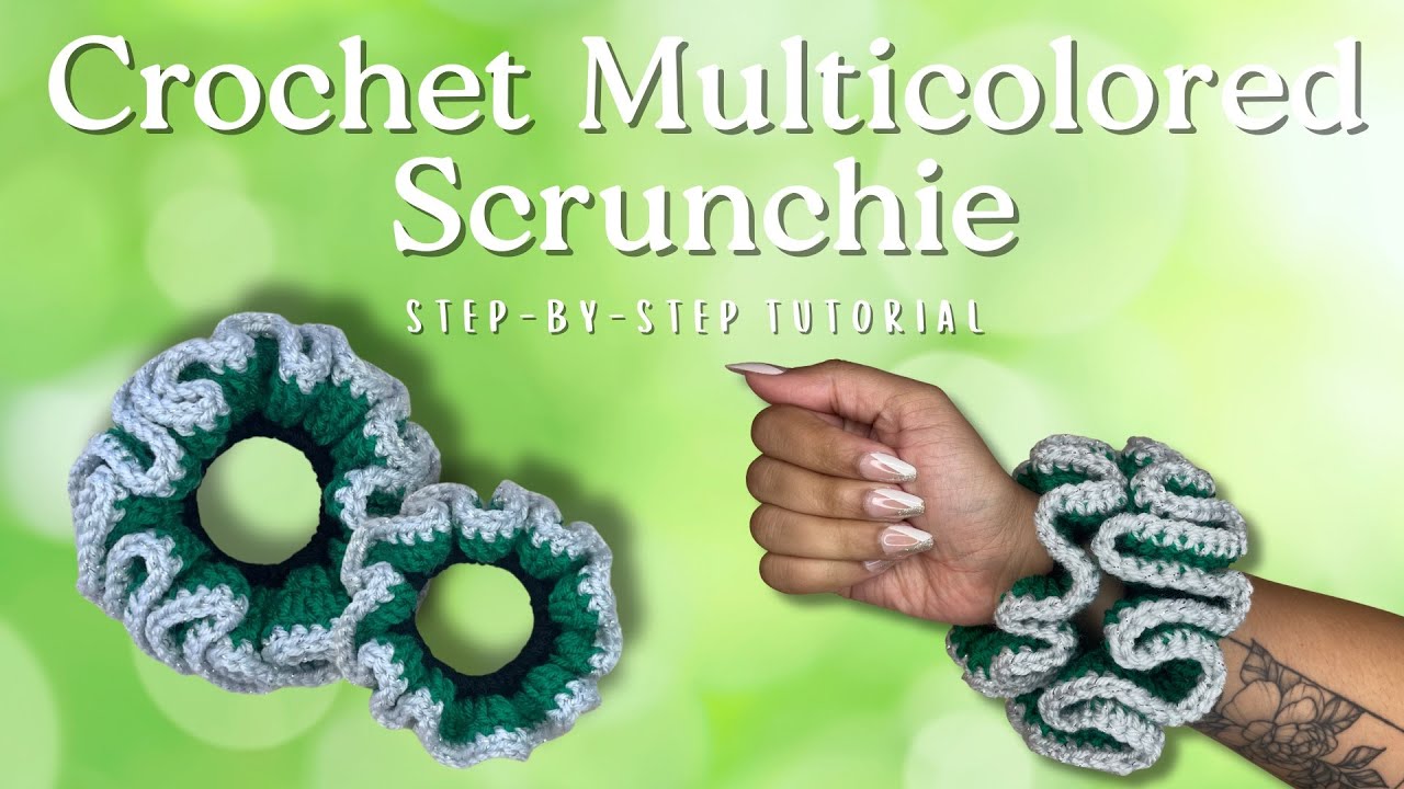 Crochet Multicolored Scrunchie Step-By-Step Tutorial | Beginner Friendly | DneaDesigns