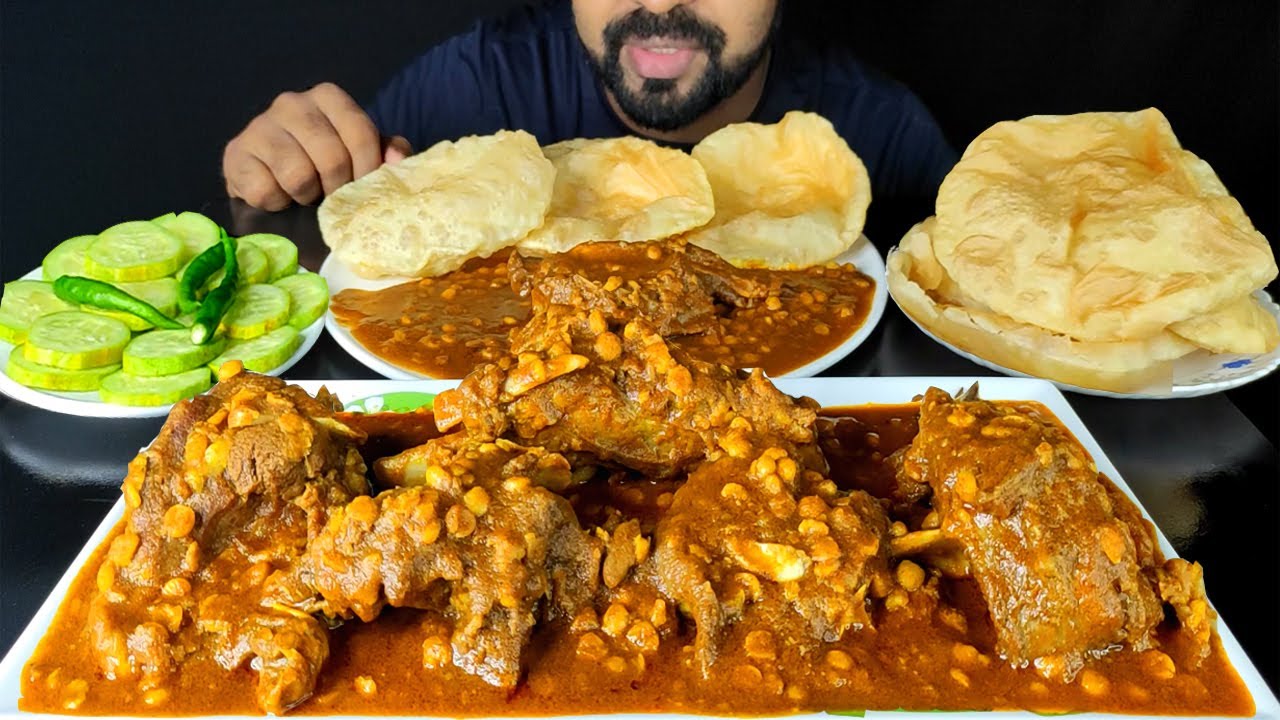 SPECIAL DAAL MUTTON, SOFT LUCHI/ PURI, SALAD, CHILI ASMR MUKBANG EATING SHOW| BIG BITES| #LiveToEATT
