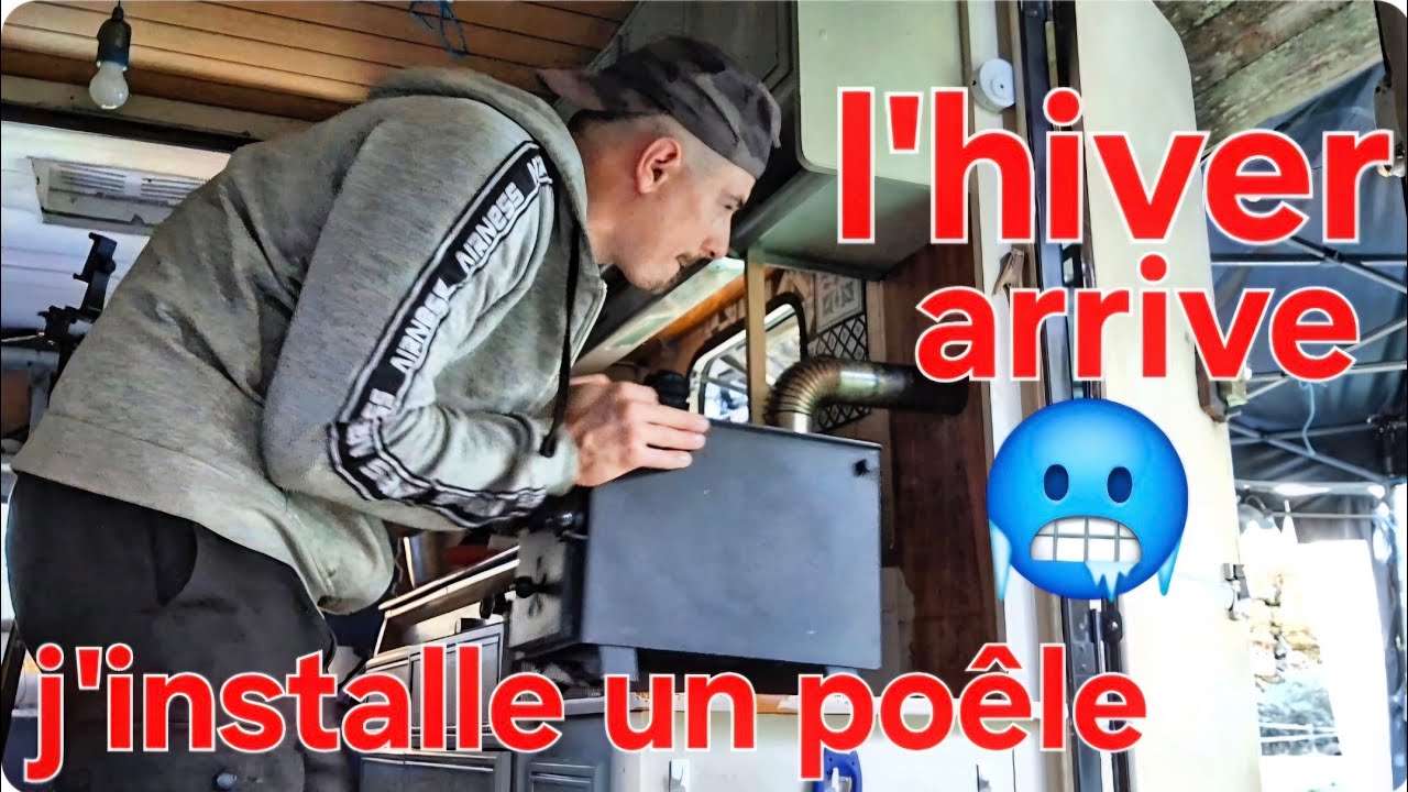 Installation d'un poêle à bois dans une caravane pour lutter contre l'hiver #nomade #vanlife 