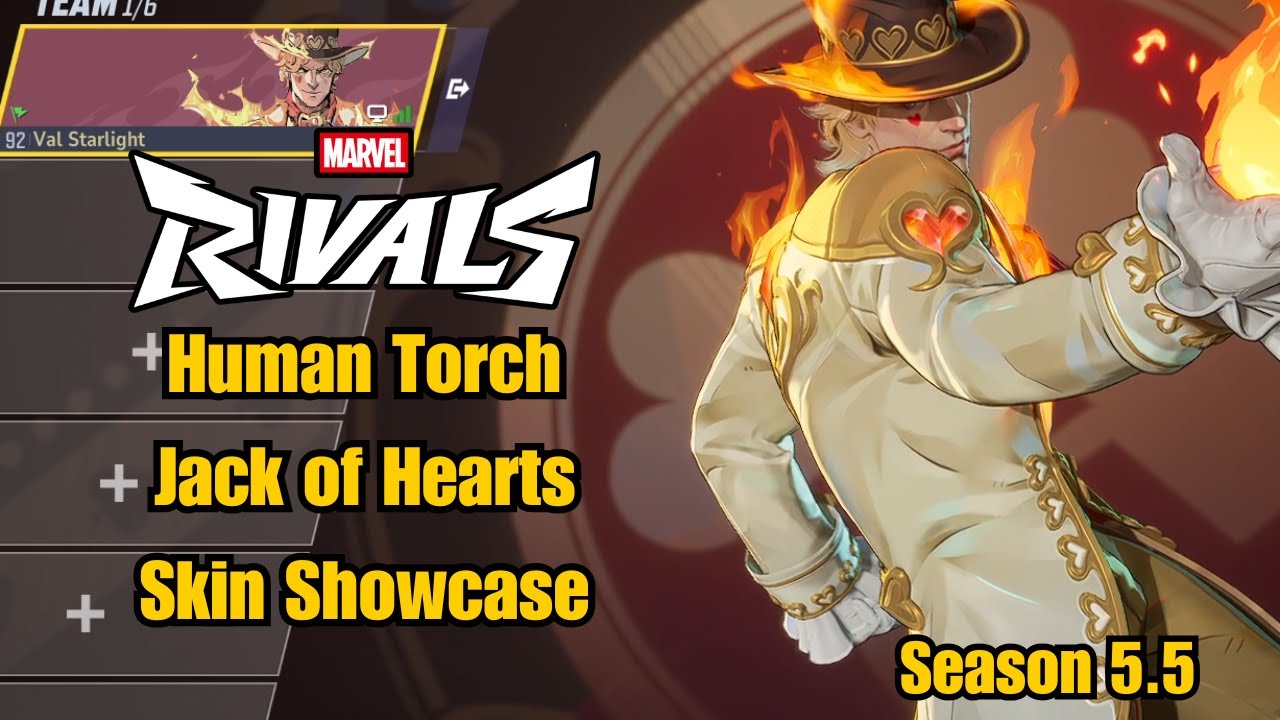 Human Torch | Jack of Hearts Skin Showcase | Marvel Rivals Gameplay Season 5.5