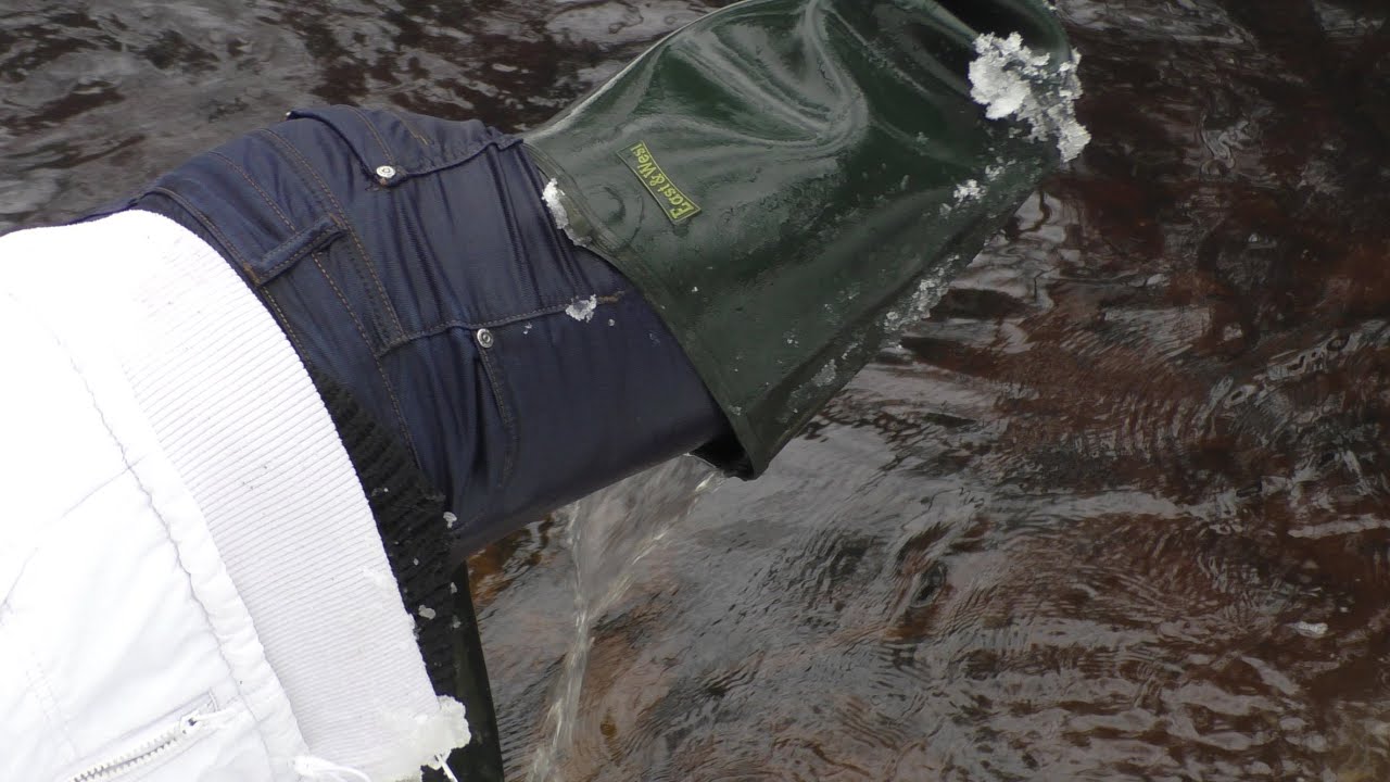 Waders, snow and water