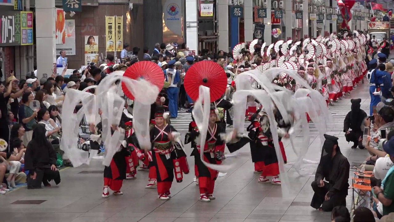 濱長 花神楽 2019 第66回 高知よさこい祭り 本祭２日目 帯屋町演舞場 [4K] 08.11