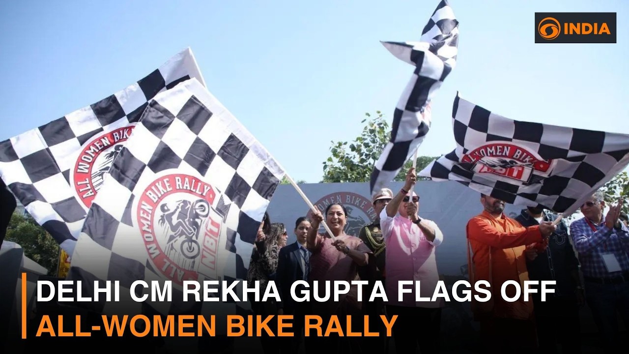 Delhi CM Rekha Gupta Flags Off All-Women Bike Rally