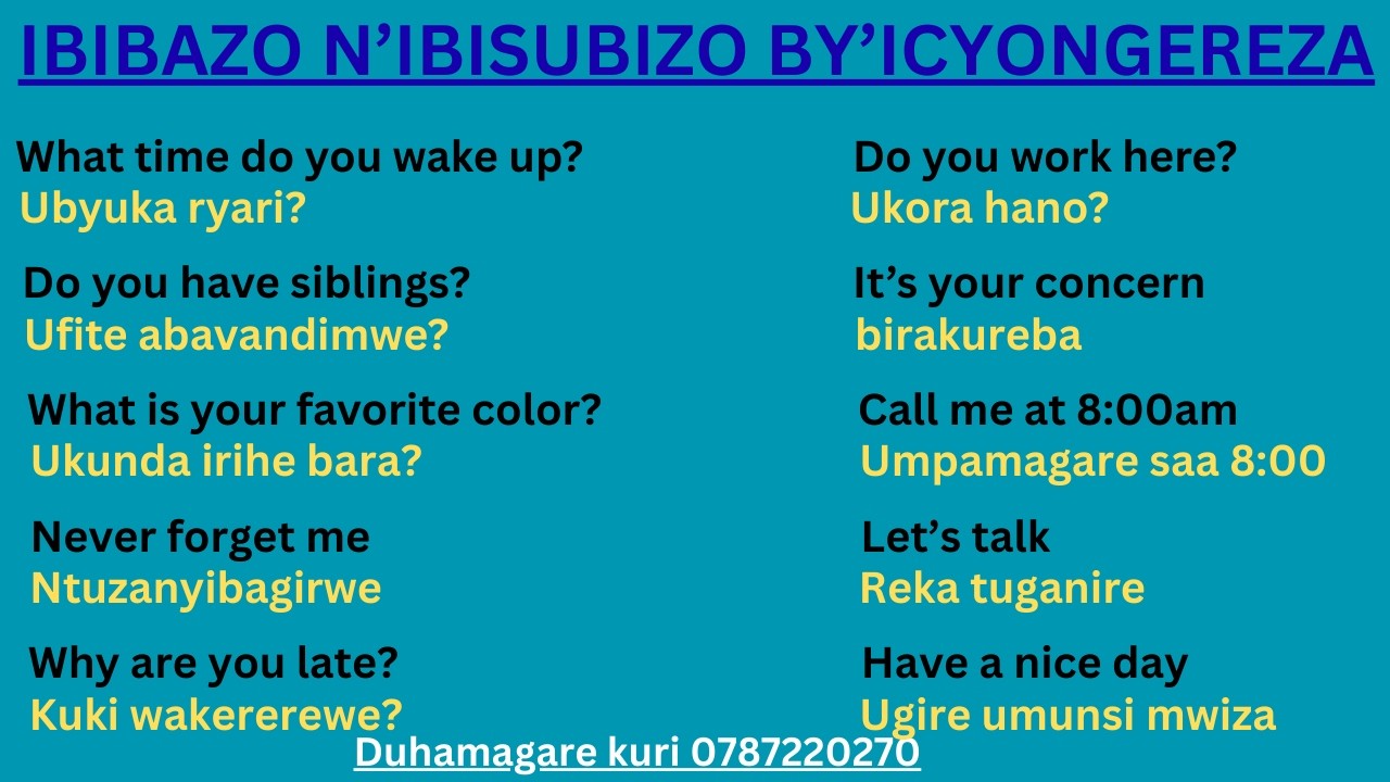 IBIBAZO N'IBISUBIZO  400 BY'ICYONGEREZA N'IKINYARWANDA BIFASHA KUVUGA NEZA ICYONGEREZA