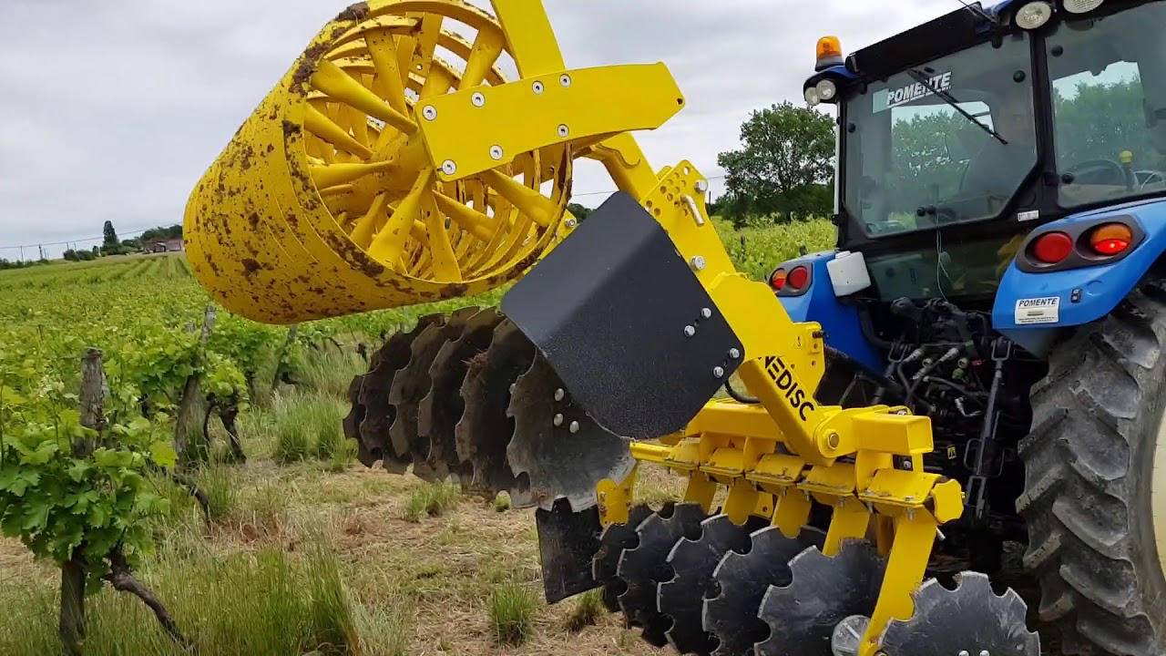 Déchaumeur à disque vigne agroland winedisk rouleau v-ring.