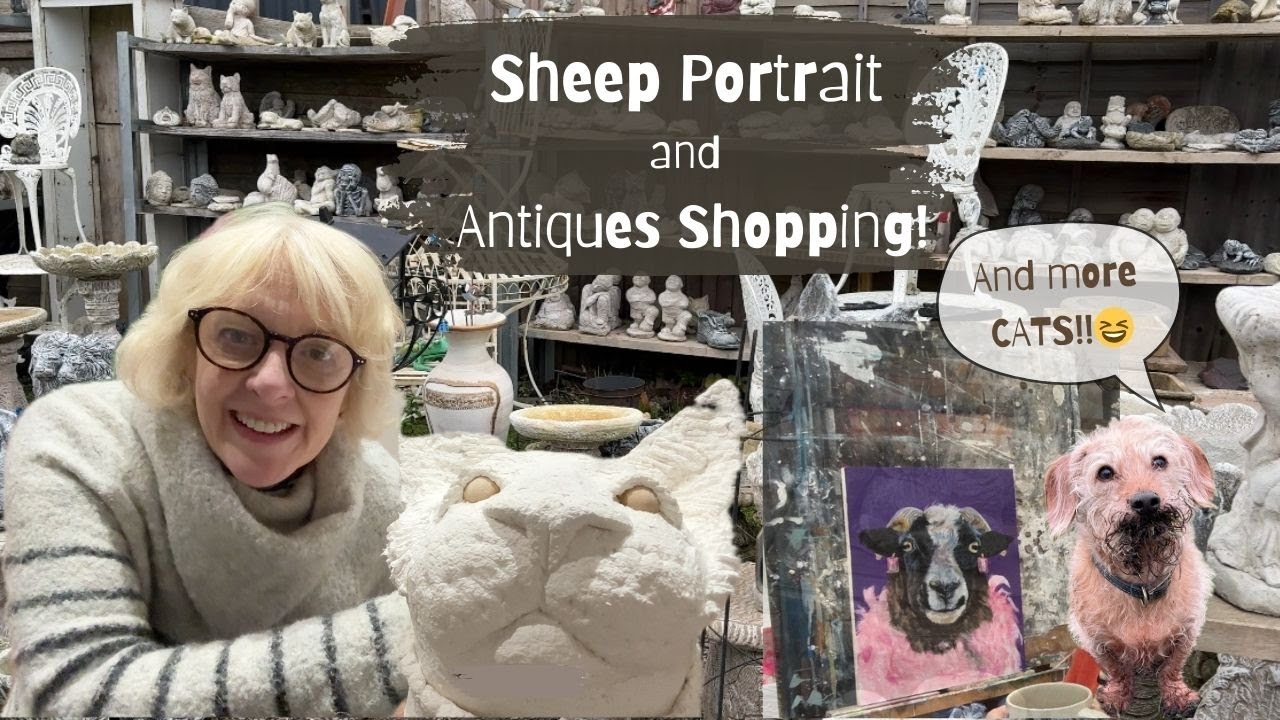 Sheep portrait, giant cat sculpture and a trip to two antiques centres