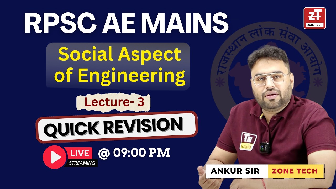 RPSC AE Mains : Social Aspects Quick Revision Lecture -3